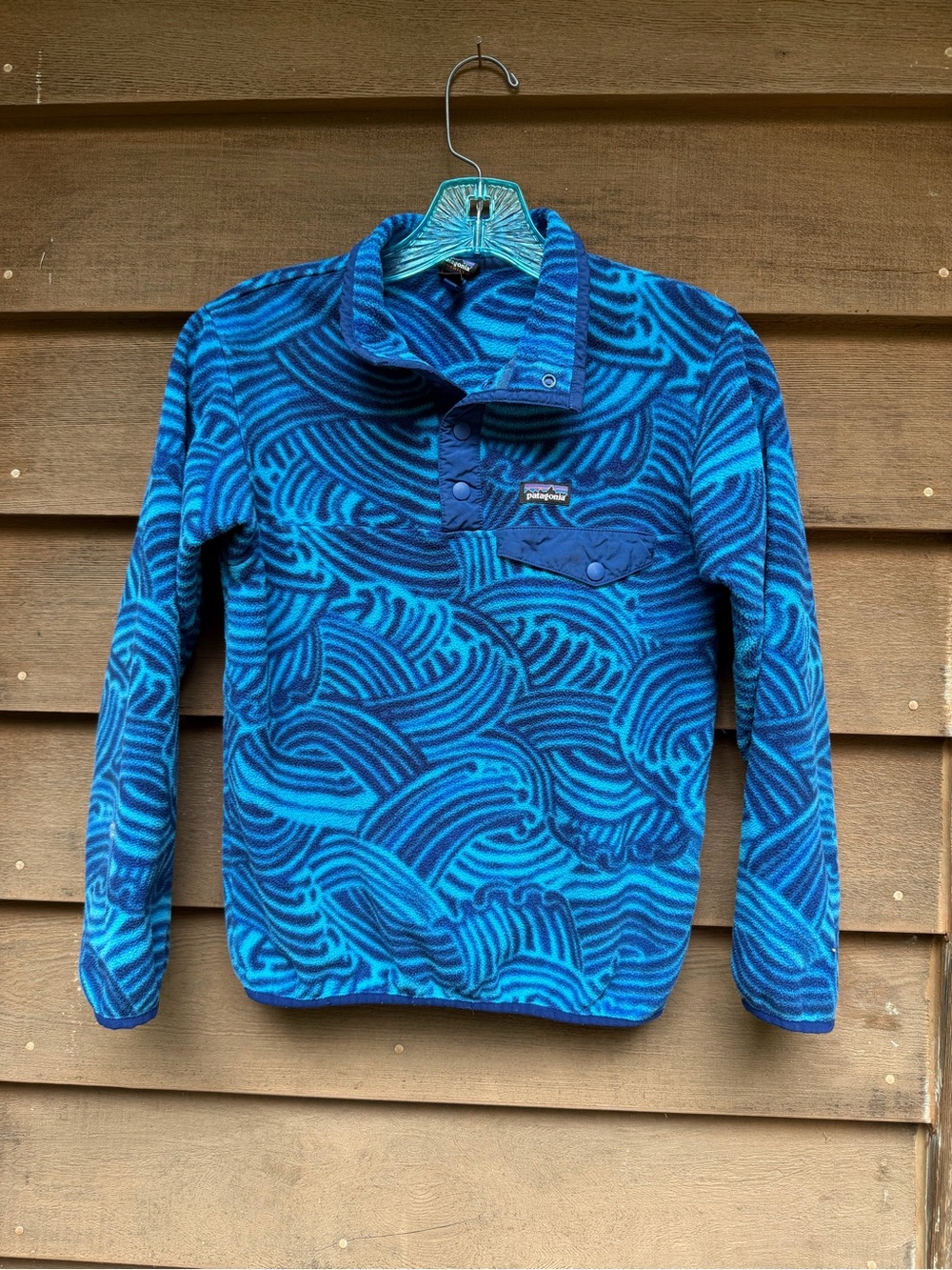 Patagonia Kids Wave Pattern Pullover Fleece Size L (12)